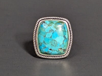 ATI 925 Sterling Silver Turquoise Ring Size 7.25 Thailand - Image 1 of 4