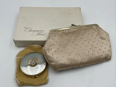Bolsa Clutch Vintage Avon Champagne Mood e Prata Dourada Compacta com Caixa Original - Imagem 1 de 4