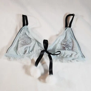 Victoria's Secret Dream Angels Triangle Bralette Medium Blue Snowflake Pom-Pom - Picture 1 of 5