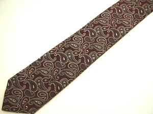 Joseph Abboud Herren Krawatte Krawatte Burgunderrot Grau Elfenbein Paisley Schmal Seide 60" - Bild 1 von 4
