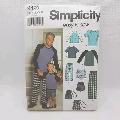 Simplicity 9499 Men's Boys Sleep Pants Shorts Top Sewing Pattern Size S-XL Uncut - Image 1 of 4