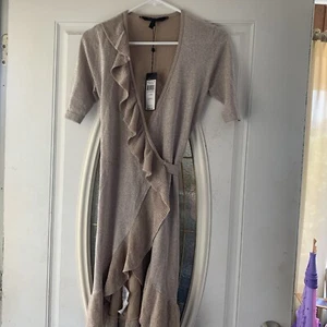 BCBG MAXAZRIA Florentine KNIT WRAP DRESS SIZE XXS NWT CHAMPAGNE COLOR $238 - Picture 1 of 9