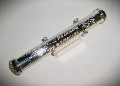 ESTUCHE DE PRESENTACIÓN CERTIFICADO DE BODA PLATEADO NUPCIAL PLATEADO VINTAGE Foto 1 de 4