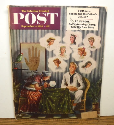 The Saturday Evening Post September 4, 1954 C. Alajalov cover, 1950's Ads Autos - Image 1 of 4