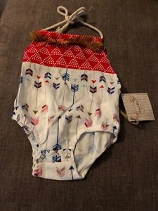 Pagliaccetto bambina 7-9 mesi nuovo stampa freccia e frange - Foto 1 di 5