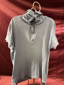 Vintage 90s Ann Demeulemeester  Polo Collared Hoodie Size L Hand Painted Shirt - Picture 1 of 14