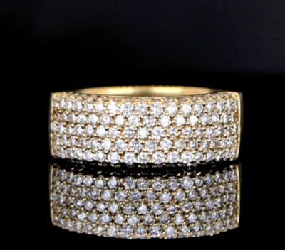 $7,250 Sonia Bitton Oro Amarillo 18K Conjunto Pavé Diamante Anillo Banda Talla 8 Foto 1 de 4