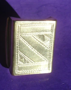 Niger Tuareg style hand BRASS gold colour hand engraved rectangular ring - Picture 1 of 10