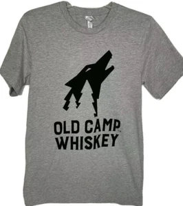 Old Camp Whiskey T-Shirt Small Gray Black Wolf Howl Graphic SS Festival Gift New - Picture 1 of 4