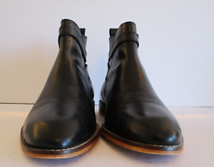 Men's Vintage Foundry Black Strapped Ankle Boots Size 7 UK, 41 EUR, 8 USA