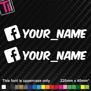 2x Facebook Personalised Sticker Vinyl Decal Custom Social Media Custom Outline - Picture 1 of 3