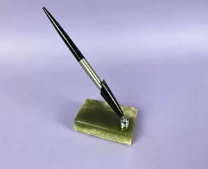 Vintage Parker USA Ballpoint Desk Pen & Onyx Base With Original T Ball Refill - Foto 1 di 9