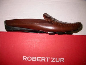 Zapato mocasín deslizante marrón tejido RZ Robert Zur Designs WBB extra estrecho - Imagen 1 de 3