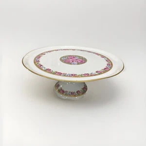 Handpainted pedestal cake plate made in France Gold roses on porcelain Large 12” - Picture 1 of 11