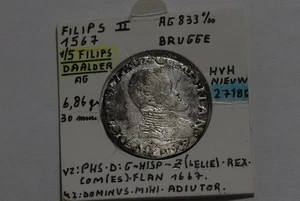 🧭🇳🇱PAÍSES BAJOS BELGIUM PHILLIP II BRUGGE 1/5 PHILLIPS DAALDER 1567 5,51Gr B84 - Imagen 1 de 7