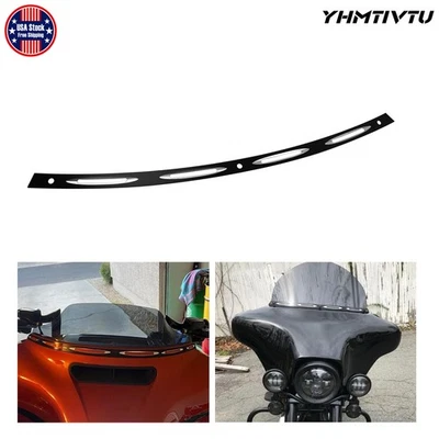 Black CNC Cut Windscreen Windshield Trim For Harley Touring Glide FLHX 1996-13 - Image 1 of 4
