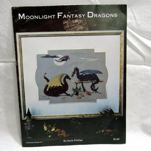 Moonlight Fantasy Dragons Kreuzstichkarte Muster von Earle Phillips 1984 - Bild 1 von 5