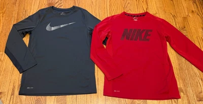 A Lot Of 2 Boy's Nike Dri-Fit Long Sleeve Shirts, Size L - Image 1 of 3