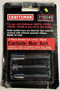 NOS Vintage Craftsman 3 piece Carbide BUR Set 9-16046 SEALED Made in USA - Picture 1 of 2