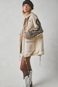 Free People We The Free Embellished Military Jacket Golden Quills M NWT - Picture 1 of 7