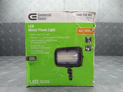 Commercial Electric Outdoor 3000 Lumen LED Metal Flood Light CEWW30BRZ - Image 1 of 4