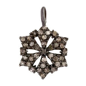 Antique Victorian Diamond Pendant For Women 925 Sterling Silver Handmade Jewelry - Picture 1 of 6