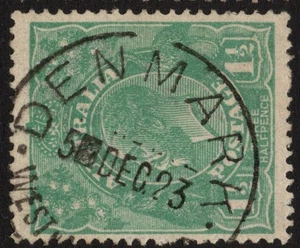 AUSTRALIA OCCIDENTAL MATASELLOS "DINAMARCA" EN 1-1/2d VERDE KGV FECHA 1923 (A23703) - Imagen 1 de 1