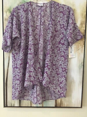 NEW lularoe Bianca size 3 Kimono / Juniors  Purple / Gray Floral Daisy Print - Image 1 of 4