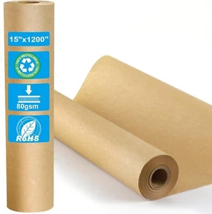 Craft Paper Roll 15" x 1,200" (100ft) Brown Wrapping Paper, Kraft Paper Roll - Picture 1 of 8