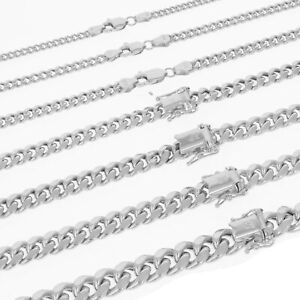 Real 10K White Gold 3mm-9mm Miami Cuban Link Chain Necklace Mens Womens 16"- 30"