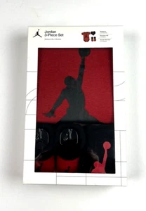 Air Jordan 3 Piece Set Bib Bodysuit Booties 0-6 Months Baby Jumpman Cotton - Picture 1 of 5