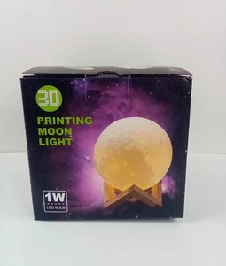 USB Rechargeable 3D Printing Moon Lunar LED Night Light Stand Lamp Touch Sensor - Picture 1 of 10
