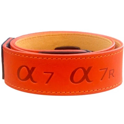 Sony Genuine Alpha A7 A7R Camera Leather Neck & Shoulder Strap (Orange/Yellow) - Image 1 of 2