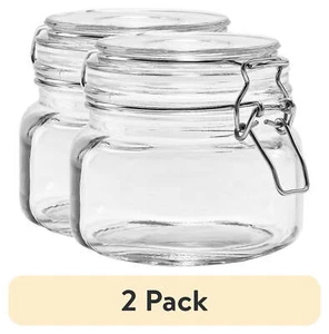 (2 pack) Mainstays Glass 17 oz Lock Lid Storage Jar Canister - Picture 1 of 7