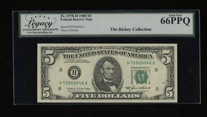 DBR 1985 $5 FRN St. Louis Gem Fr. 1978-H Legacy 66 PPQ Serial H70969046A - Picture 1 of 2