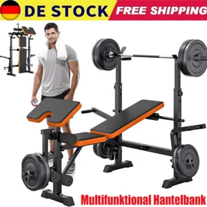 Verstellbare Trainingsbank Hantelbank Kraftstation mit Hantelablage Curlpult - Bild 1 von 13