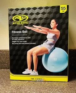 ATHLETIC WORKS FITNESS BALL 55 CM AIR PUMP AND INSTRUCTIONS - Picture 1 of 3