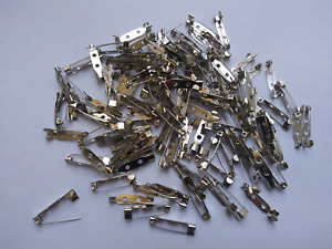 LOT approximately 120 PCS Silver Brooch Pin Backs Bar Pin Backs 1" w/ 2 holes