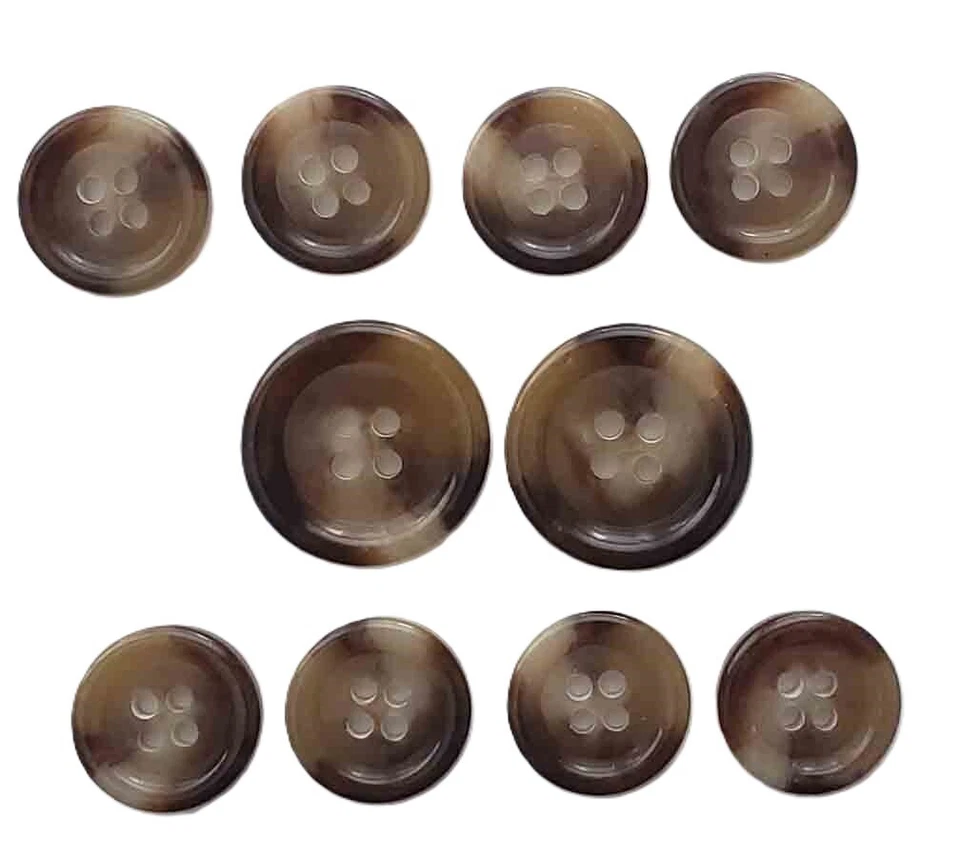 Brooks Brothers Horn Suit Buttons Set Brown Cream Tan 4 Eyelet N6C Men's - Image 1 of 1