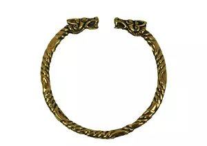 Wikinger Armreif Bronze Hunde Armschmuck Bronzeschmuck Armspange Hundeköpfe Wolf - Bild 1 von 9