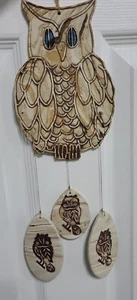 Vintage 1984 Magic Earth Owl Pottery Stoneware Wind Chime Sandstone Wall Art - Picture 1 of 11