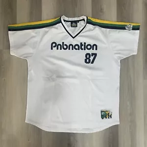 Vintage Y2K PNB Nation Hip Hop Baggy 85 White Football Jersey XL Eminem - Picture 1 of 8