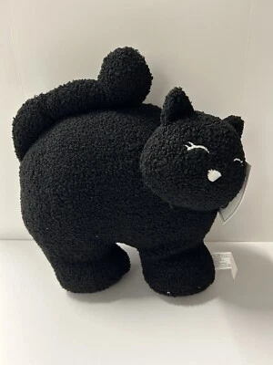 Martha Stewart 万圣节加权架/门挡黑色猫毛绒-秋季装饰全新带标签 — 第 1/4 张图片