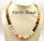 Gem Natural Multi Moonstone Covered Round Pumpkin Beaded Necklace Length 18 inch