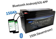 LiFePO4 12V 150AH Lithium Akku mit BMS Bluetooth für Camper Boot Solar Wohnmobil