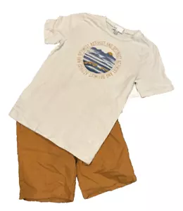 NWT Nordstrom Rack Activist T Shirt Matching Shorts Boy's XL 14/16 White Tan - Picture 1 of 5