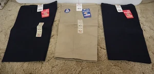 Dickies Girl's Junior Bermuda Shorts Stretch Uniform Size 9 32 x 13 Navy & Khaki - Picture 1 of 12