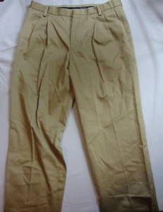 Dockers Men's Beige Dress Pants Size 33 Pleated Classic Fit Hong Kong Cotton New - Picture 1 of 5