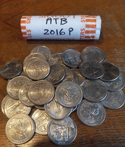2016 America The Beautiful Quarter Roll (40 Quarter) Circulated P mint mix - Picture 1 of 2