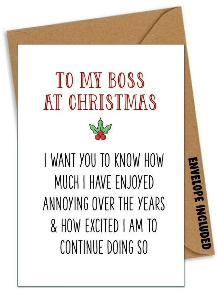 WACKY CARDS TO MY BOSS AT CHRISTMAS CARD xmas for her him from Cute Humour Comedy Funny YO